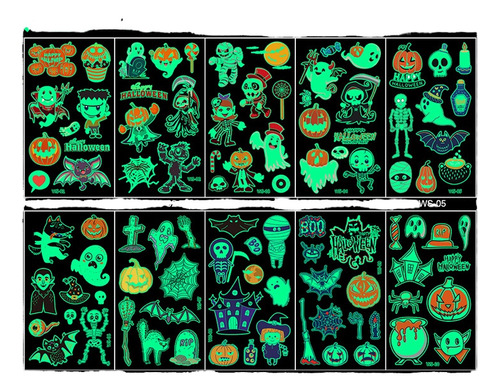 Pegatinas Fosforescentes Para Tatuajes De Halloween(40pcs)