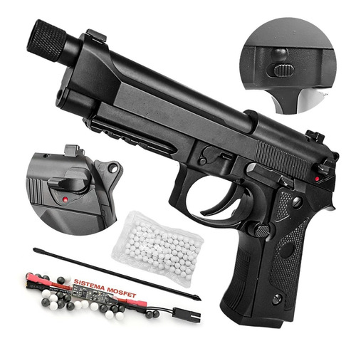 Pistola Airsoft Beretta 92 Marcadora Fullauto Mosfet Cm.132s