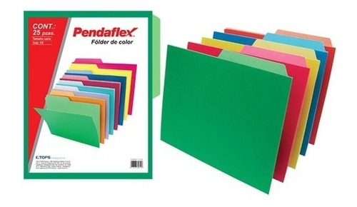 Folder Papel Carta Pendaflex 1/2 Ceja Color Surtido C/25 Pzs