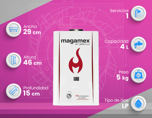 Calentador Magamex Arturito Plus Gas Lp Electrónico