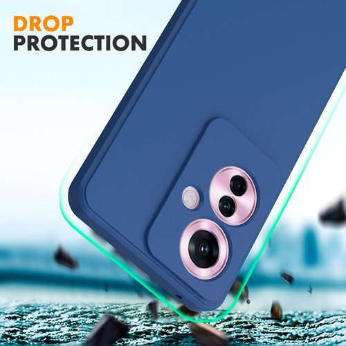 Funda Silicona Líquida Tpu Carcasa Para Oppo Reno 11 F+mica Azul Oppo Reno 11f