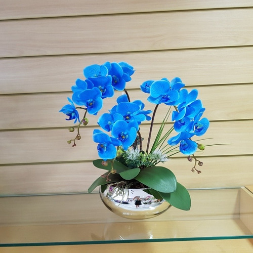Arranjo Artificiais Orquídea Azul Vaso Grande Decoração Casa | Parcelamento  sem juros