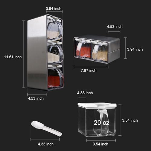 Contenedor De Sal Con Tapa Y Cuchara, Estante De Condimento