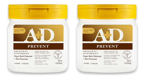 Crema A+d Antipañalitis Prevencion Pañalitis 454 Grs X 2 Und