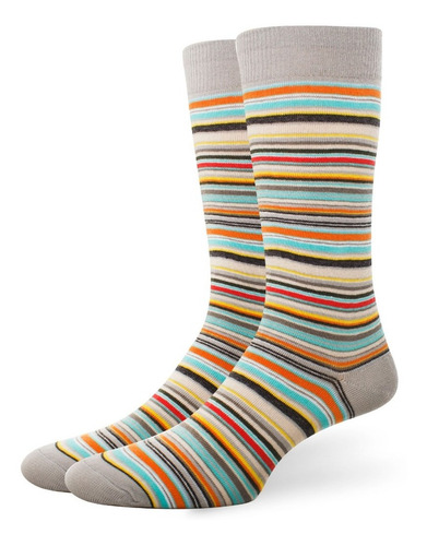 Imagen 1 de 9 de Pack De 12 Medias Elemento Original De Vestir Rayadas Para Hombre Talle Único Algodón Docena Surtida Tienda Rupless