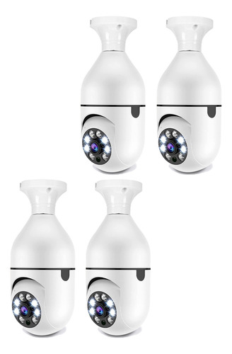 4pz Cámara De Vigilancia E27 Base Wifi Tiendas Familiar Blanco