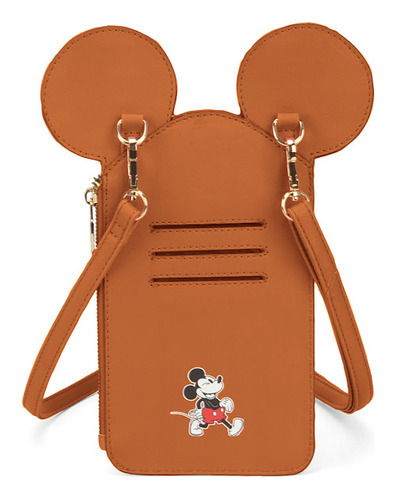 Bolsa Feminina Porta Celular Mickey Mouse Disney Original Cor Caramelo