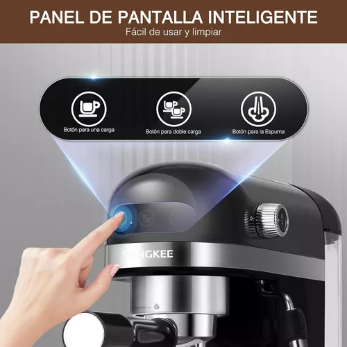 Sangkee Cafetera Espresso Con Espumador De Leche Y Molino De Café, Filtros  Portafiltro Estándar, Kit Barista Completo Para Espresso Y Capuchino Latte,  Depósito De Agua Extraíble De 2.8l, 20 Bar, 1500w