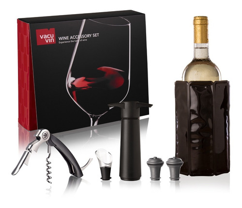 Set Vino Vacuvin Bomba Vacio Sacacorcho Enfriador En Estuche