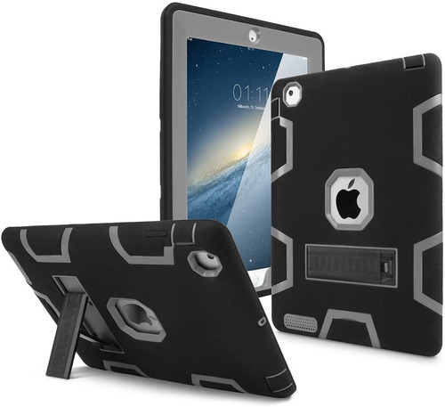 Funda Resistente Para iPad 2 / 3 / 4 - Color Negro Y Gris