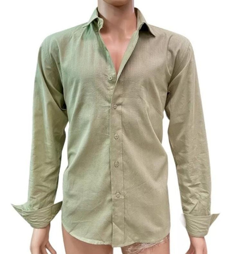 Camisa De Hombre Lino Manga Larga