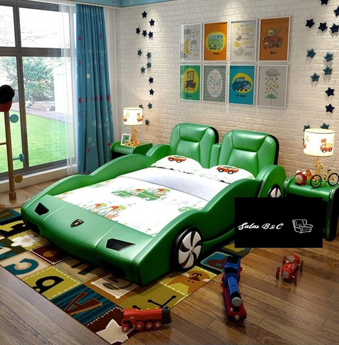 Base Carro Infantil Niño Recamara Lambo Individual B&c Verde