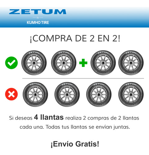 Paquete De 2 Llantas 195/55r15 Zetum Kr26 85h H