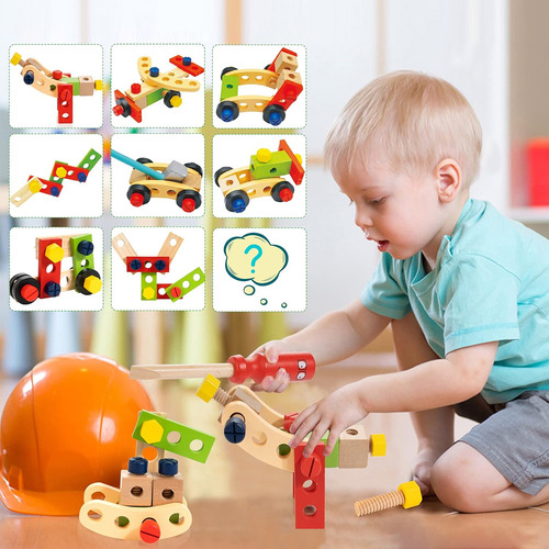 Brastoy Kit Caixa Maleta Madeira Infantil com Ferramentas Montessori