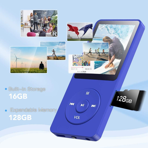 Reproductor De Música Mp3 Agptek A02 Azul Oscuro Color