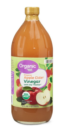 Vinagre Manzana Great Value Apple Cider Orgánico Madre