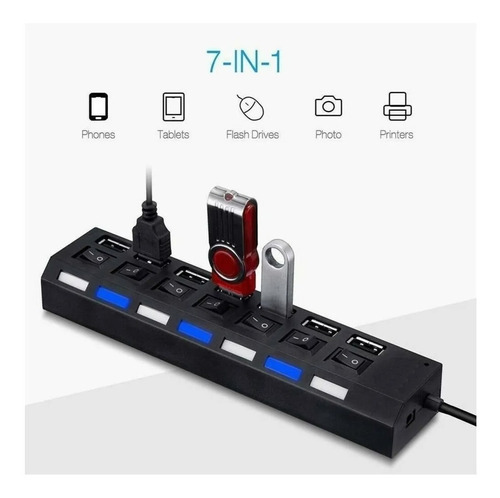 Hub Usb 2.0 7 Puertos Luz Indicador Tecnolab / Tecnocenter