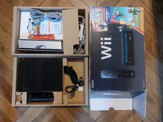 Wii Consola Nintendo Negra Completa Con Juego, Joystick Y +