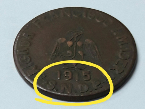 Moneda Revolución Mexicana. 20 Centavos 1915. Chiconcuatla. (Usado)