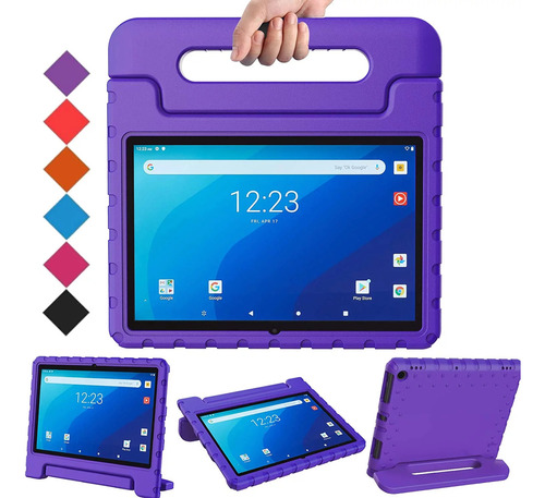 Funda Para Samsung Tab A8 De Maleta Goma Morada Antishock