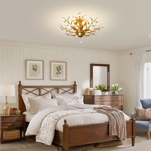 Ganeed Candelabros Colgantes De Cristal Modernas 4 Luces Decorativas Dorado