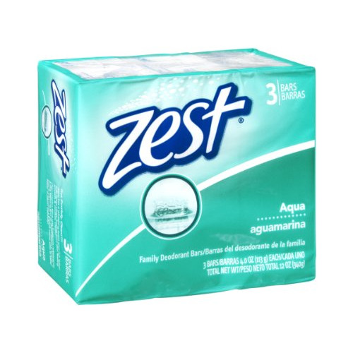 Zest Jabn Desodorante En Barra, 3 Unidades, Aguamarina, 12 O