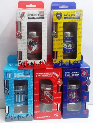 Imagen 3 de 5 de Mate Con Bombilla En Caja Futbol Ar1 933 Ellobo