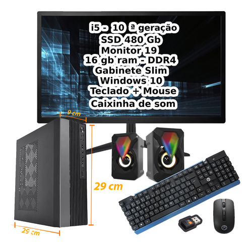 Cpu Mini Monitor 19 Intel Core I5 10400 16gb Ssd 480gb Win11