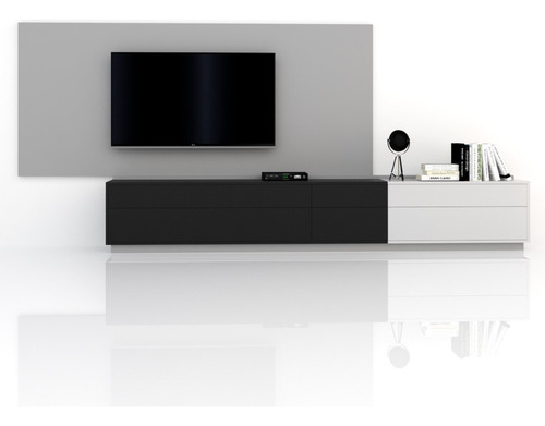 Modular Centro De Entretenimientos Mesa Lcd Led Rack Moderno Color Negro