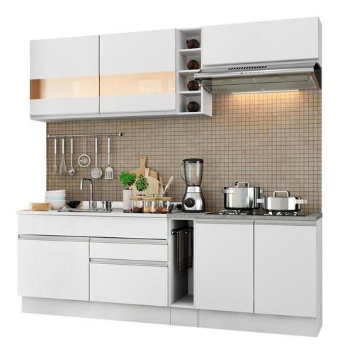 Cocina Integral Modular Madesa Parma 220cm BB Color Blanco