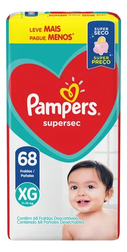Pampers Supersec Fraldas Descartáveis 68 unidades (XG)