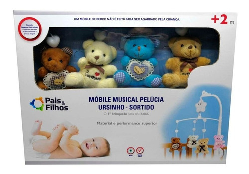Móbile Musical Ursinho Pelúcia Infantil Bebe Berço Rosa/azul