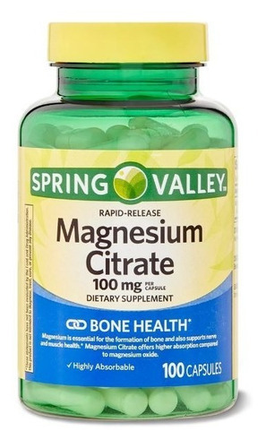 Citrato de magnésio 100 mg Spring Valley 100 Cp Magnésio Cit Sabor Neutro