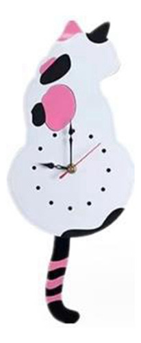 Reloj De Pared Con Péndulo Con Forma De Gato Blanco, Reloj C