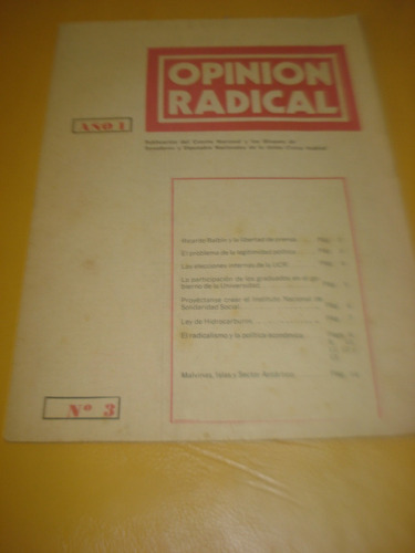 Periódico Opinión Radical Año I Número 3 Diciembre 1974