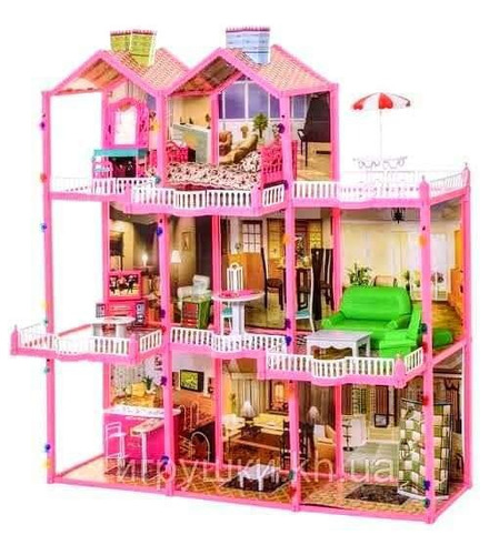 Casa De Muñecas De 3 Pisos Amoblada De 245 Piezas Doll House