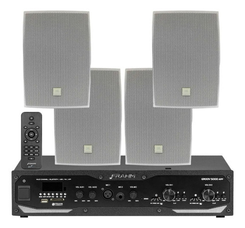 Som Ambiente Receiver Slim Gr5000 App + 4 Caixas Jbl C621 Cor Branco