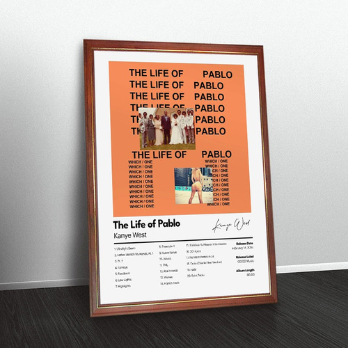 Kanye West Poster Album The Life Of Pablo En Cuadro