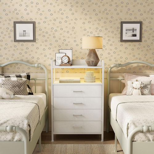 Cómoda Blanca Para Dormitorio De Niñas, Cómoda De 4 Cajones