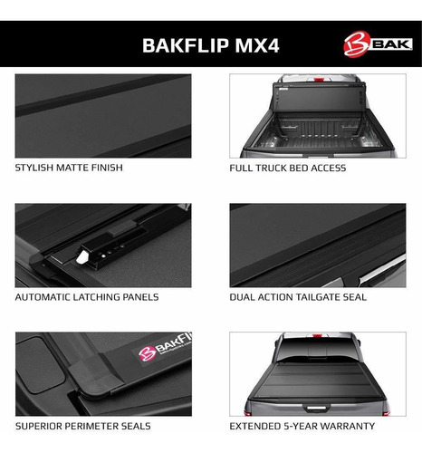 Bak Bakflip Mx4 Camión Plegable Cama Dura Cubierta De Caja |