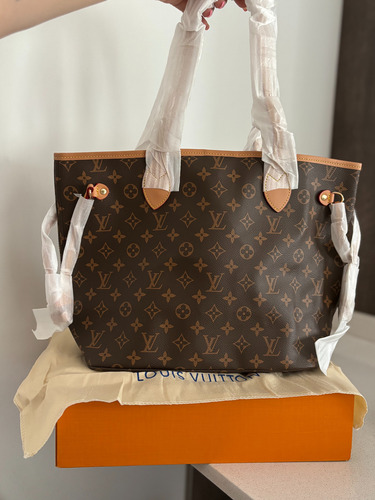 Cartera Neverfull Mm Monogram Canvas Lv Marrón Oscuro Floreado Oro