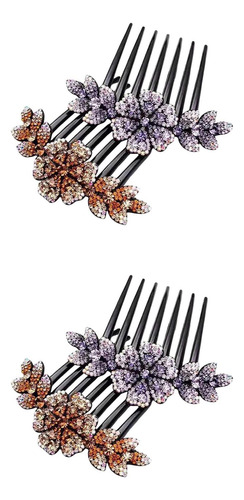 4 Peinetas Laterales Francesas: Peinetas Con Flores Y Diaman