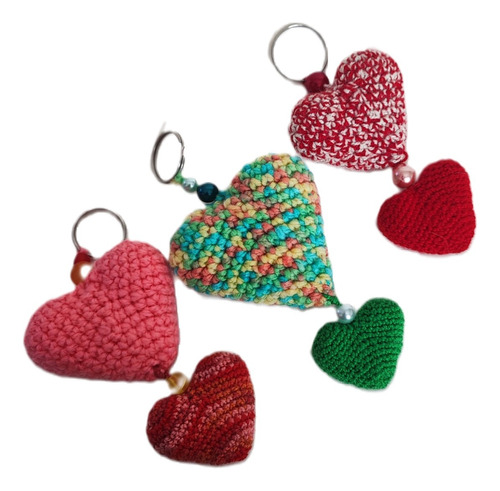 Amigurumi Llavero (crochet) Pack (2) Corazones 12cm 