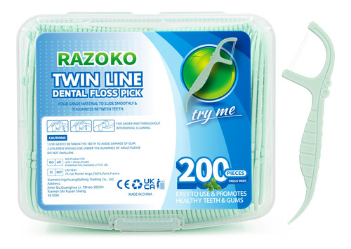 Razoko Palillos De Hilo Dental De Doble Linea, Palillos De D