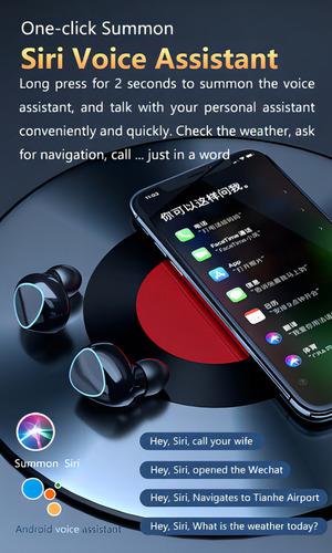 M10 Tws Audífonos Inalámbricos Touch Waterproof Táctil Color Negro Color De La Luz Rojo / Azul