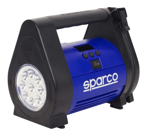 Imagen 1 de 2 de Compresor de aire mini a batería portátil Sparco SPT160 azul/negro 12V