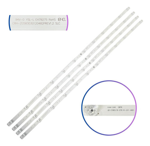 Kit Leds Atvio At-u58s840 (4 Tiras, 12 Leds - 3v) Nvo, Alum