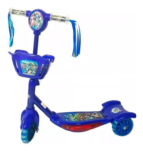 Patinete Infantil Disney Frozen C/ Luzes E Cesta 3 Rodas Nov Cor Os Vingadores (azul) Homem Aranha