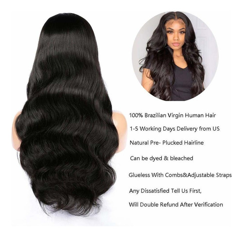 ( Peluca Cerrada De Encaje Cabello Humano Ondulado Negro