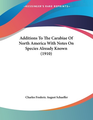 Libro Additions To The Carabiae Of North America With Not...